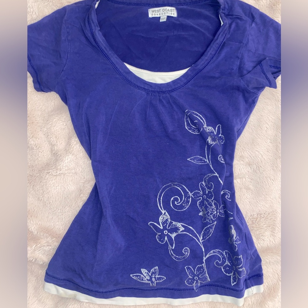 Y2k tight purple flower t shirt
